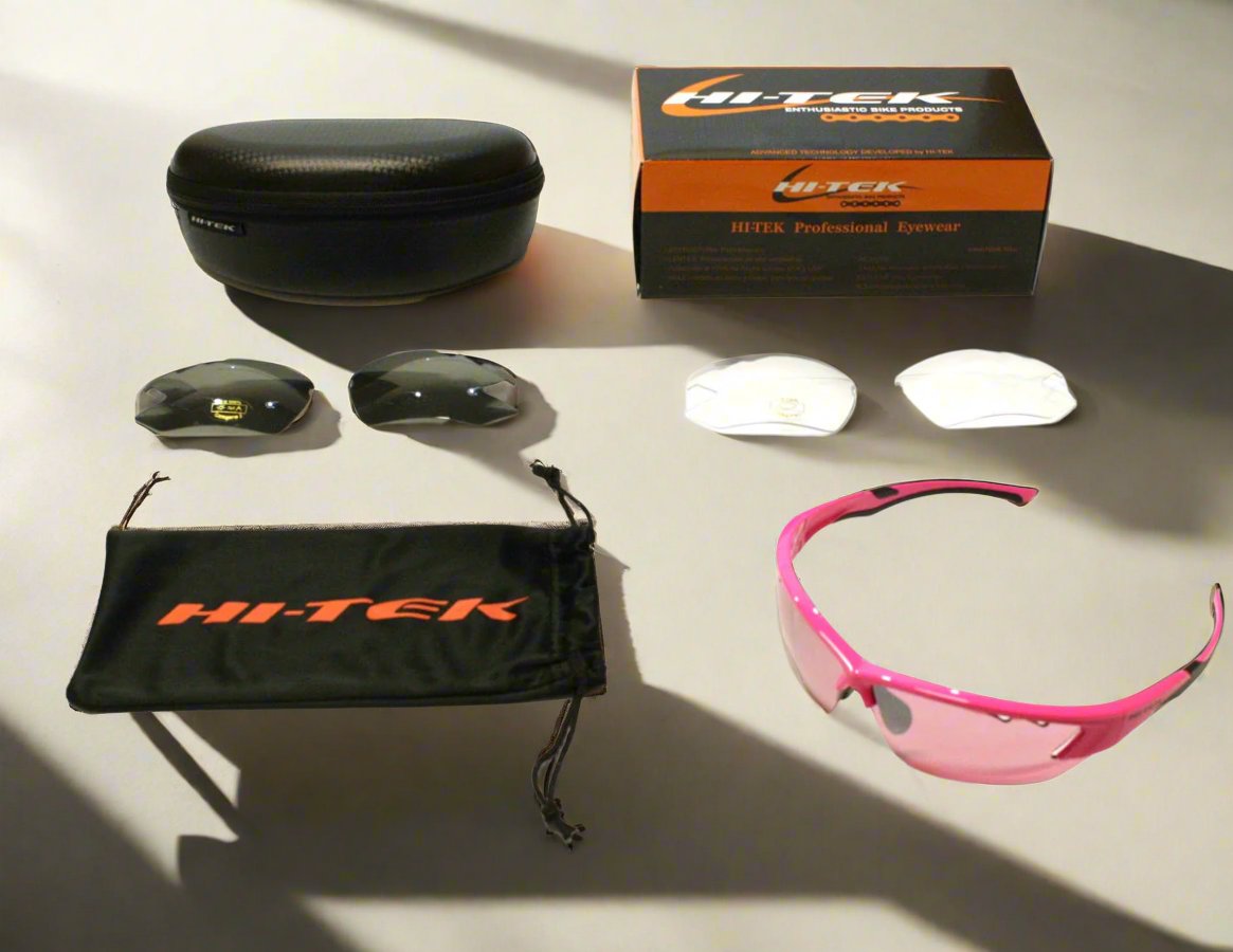 Lentes deportivos HI-TEK ALPINE Rosa 3 micas (Normal, Polarizada y Transp)