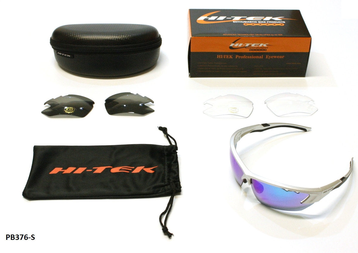 Lentes deportivos HI-TEK ALPINE Plata 3 micas (Normal, Polarizada y Transp)