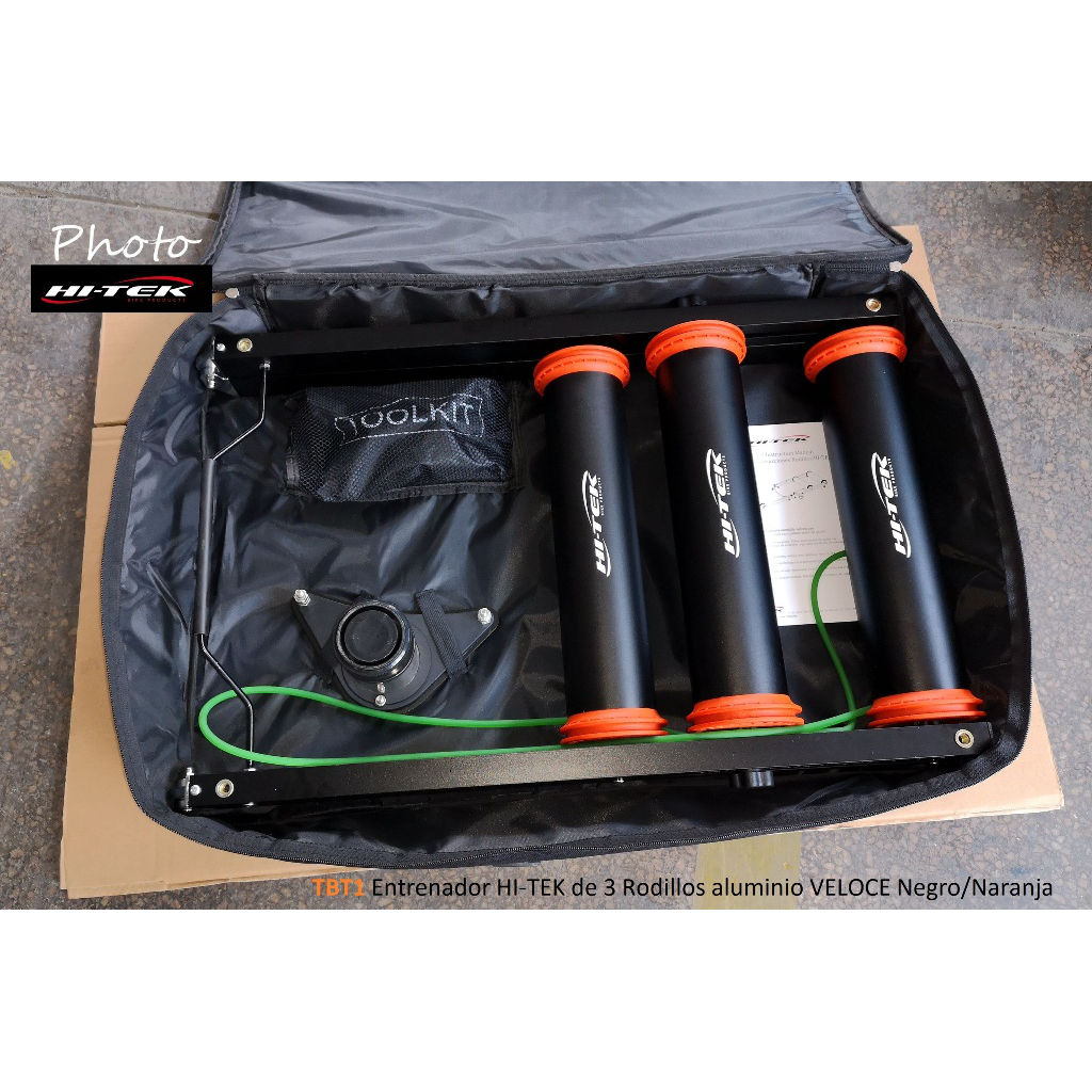 Entrenador HI-TEK de 3 Rodillos VELOCE Negro/Naranja aluminio con maleta