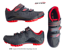 Cargar imagen en el visor de la galería, Zapato HI-TEK MTB FIERO 3 Rojo/Negro 3 Velcros
