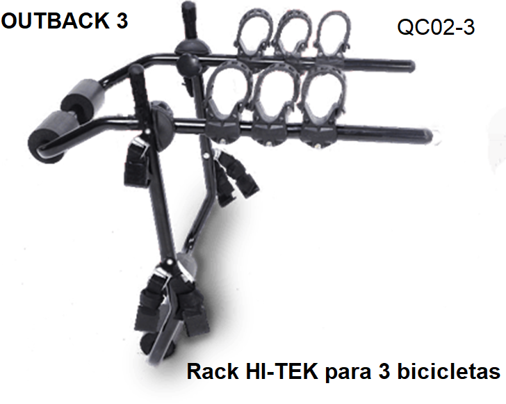 Rack HI-TEK De Cajuela OUTBACK 3, Para 3 Bicis Negro