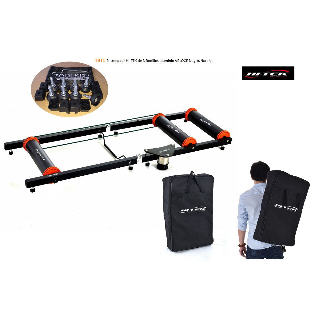 Entrenador HI-TEK de 3 Rodillos VELOCE Negro/Naranja aluminio con maleta
