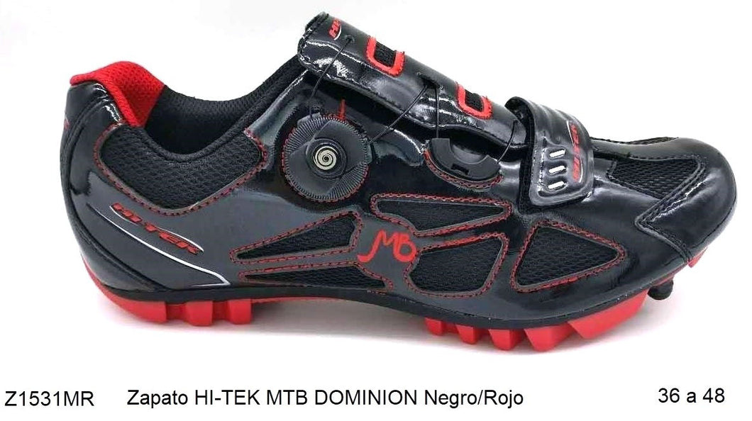 Zapato HI-TEK MTB DOMINION Negro/Rojo Ratch de ajuste