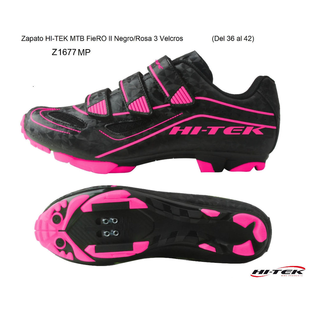 Zapato HI-TEK MTB FieRO II Negro/Rosa 3 Velcros