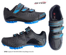 Cargar imagen en el visor de la galería, Zapato HI-TEK MTB FIERO 3 Azul/Negro 3 Velcros
